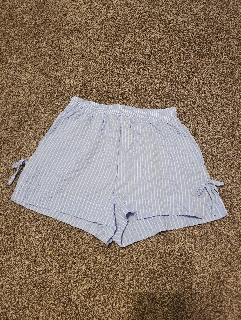 Princess Polly Blue And White Stripe Shorts Size 4